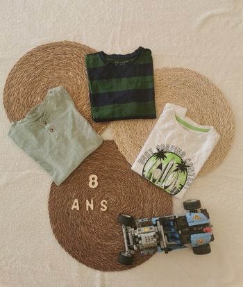 Lot 3 tee-shirts, 8 ans, garçon 