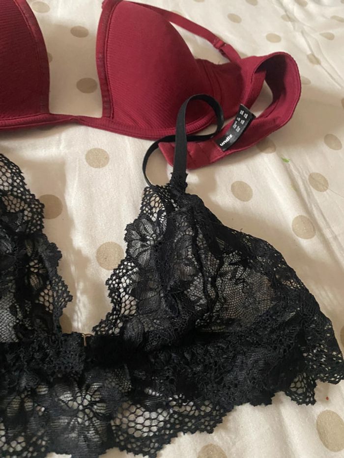 lot de deux. Soutiens-gorge, undiz taille 90B, bordeaux et noir. - photo numéro 5