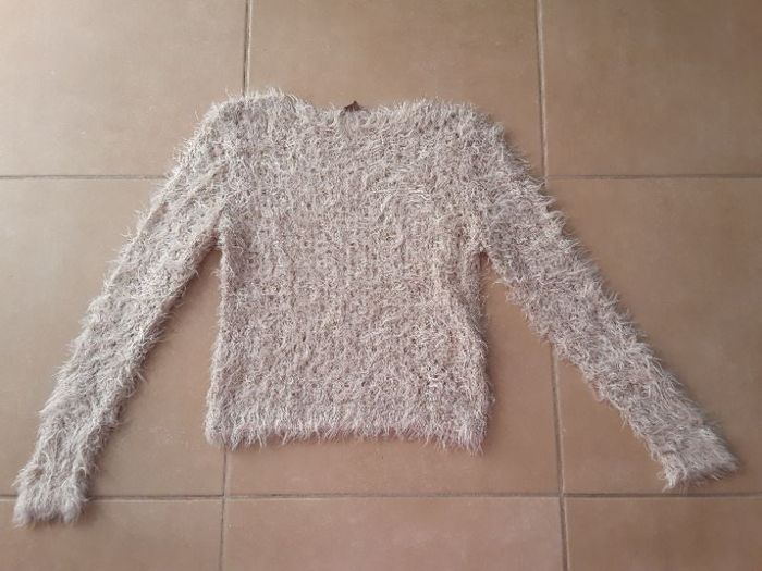 Pull troué à poils beige femme XS RINASCIMENTO TBE
