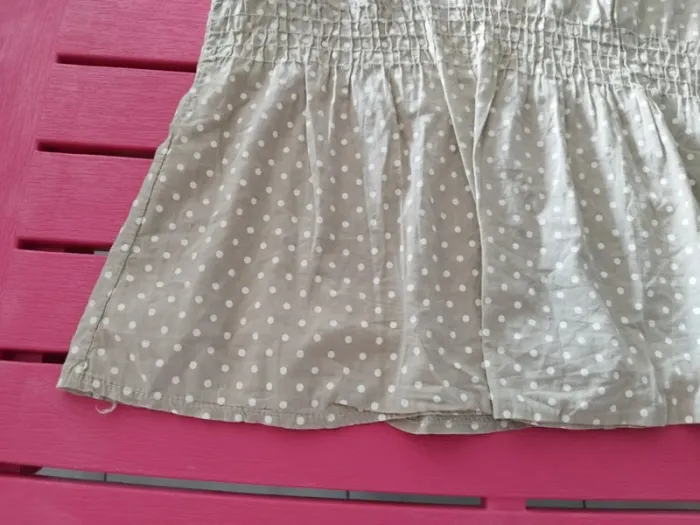 Blouse beige manches courtes crochet et soie - photo numéro 5