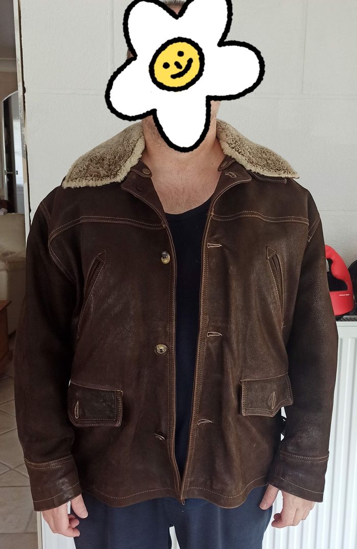 XL Blouson type aviateur cuir chèvre redskins - photo numéro 4