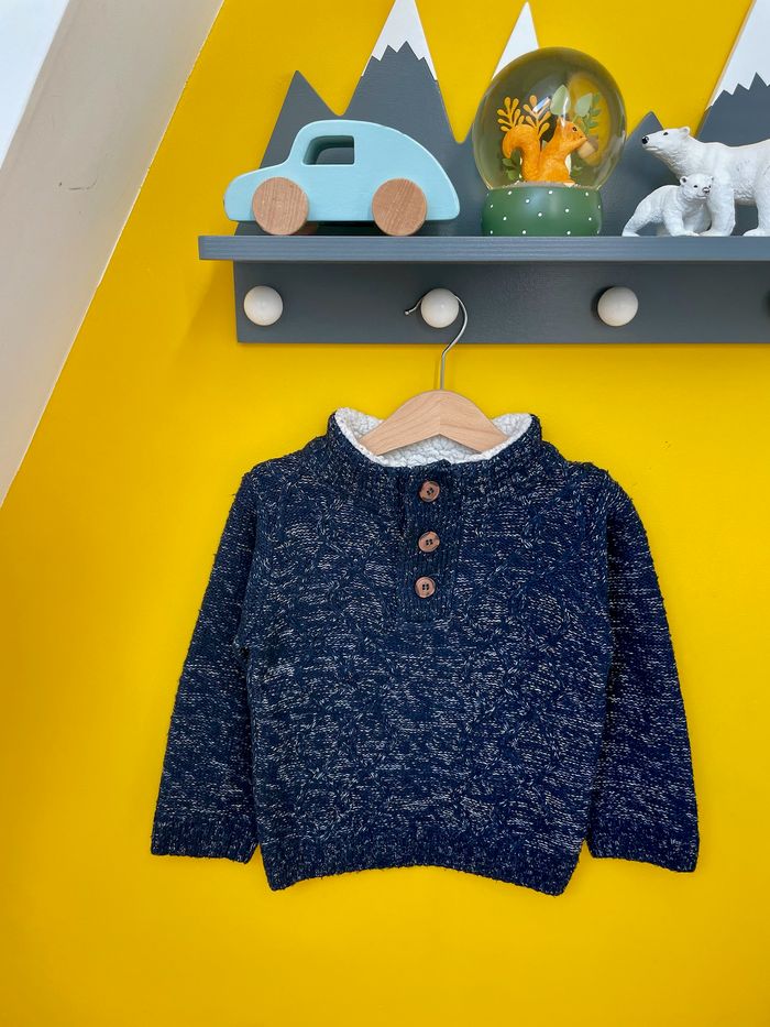 Pull marine chiné avec col montant chaud Gémo 5 ans