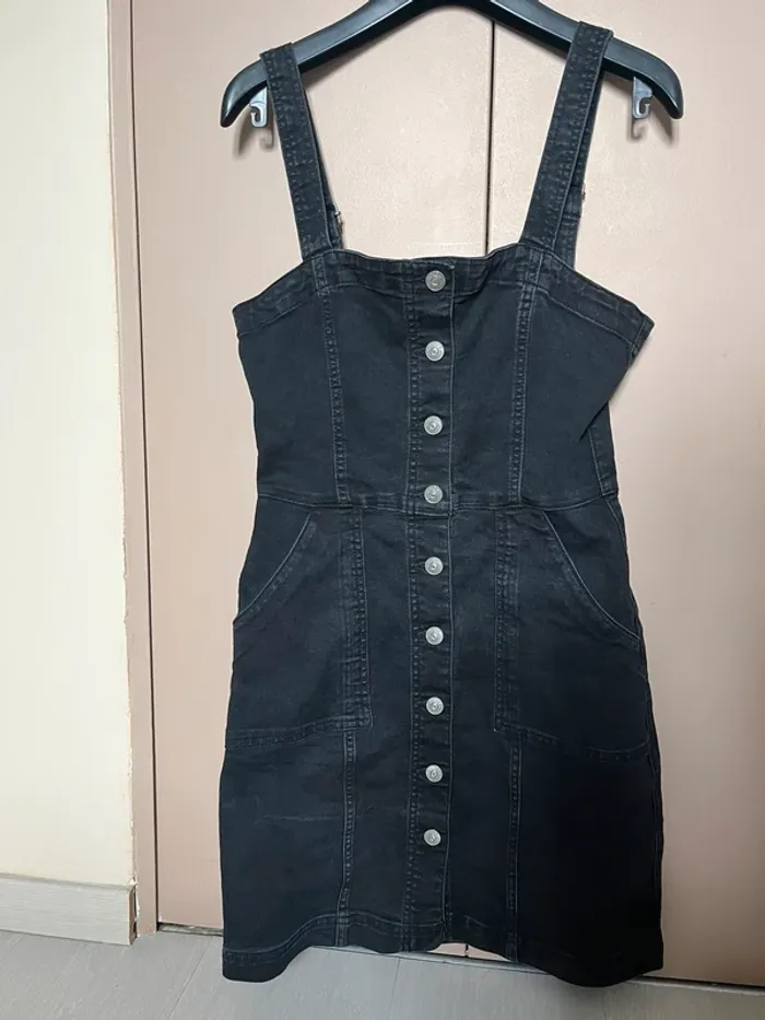 robe salopette en jeans noir hm - photo numéro 3
