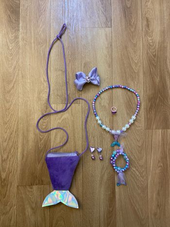 Ensemble sac + bijoux sirène violet