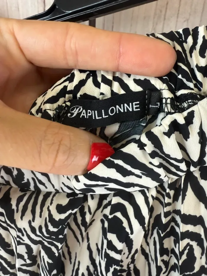 Jupe longue chic et élégante plissée légère et fluide Papillonne - L - motif zèbre - photo numéro 4