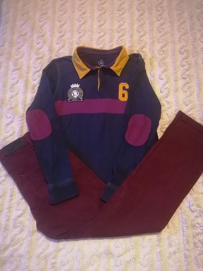 Ensemble pantalon jeans et polo garçon 12 ans