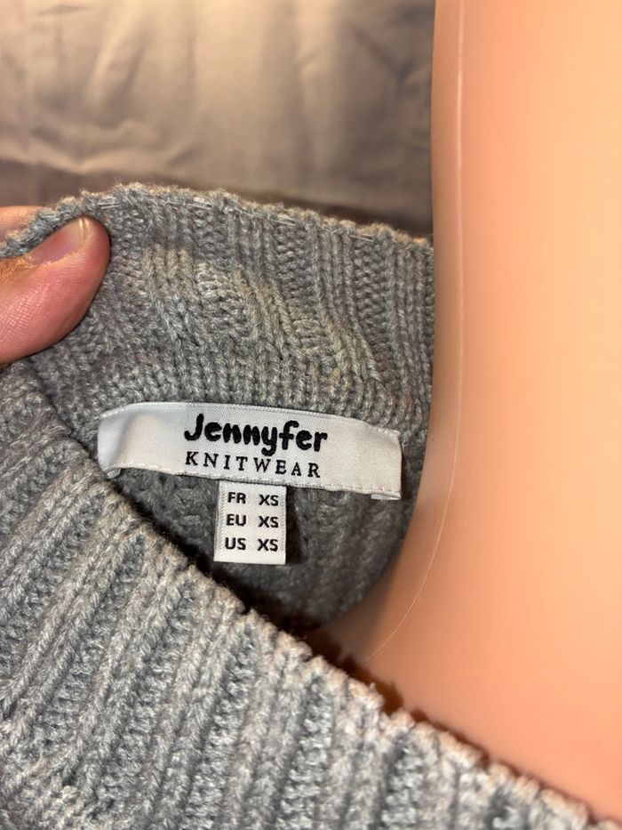 Pull Oversize Gris Chiné Jennyfer - Maille Torsadée & Détaillée - Taille XS - photo numéro 4