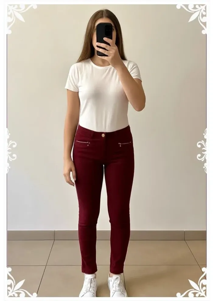 🍇 Pantalon skinny fit bordeaux KIABI Fille 12 ans 🍇 - photo numéro 2