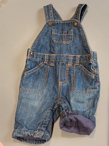 Salopette bébé garçon Obaïbi Okaïdi  Denim bleu (jeans) Bavette avec poche centrale  Délavage