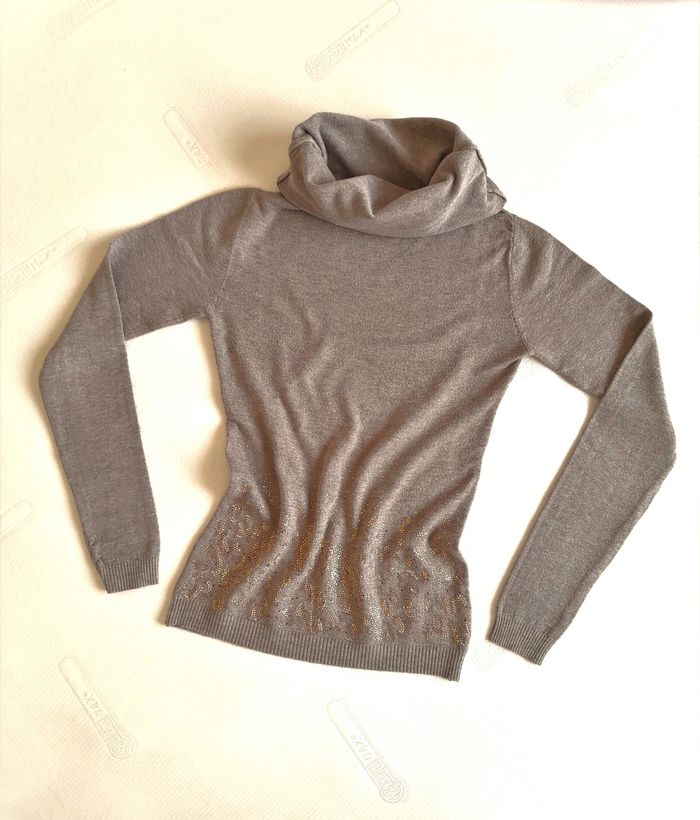 Pull col roulé détail strass - Camaïeu