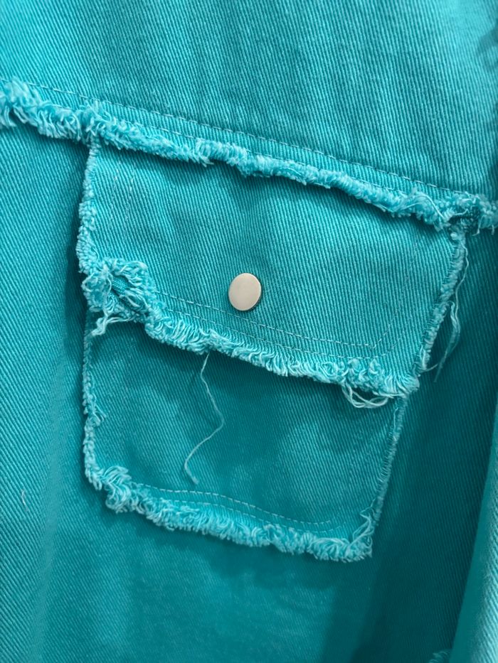 veste bleue, taille unique, flamant rose - photo numéro 4