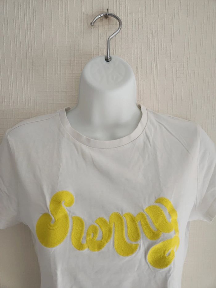 Tee-shirt blanc manches courtes Sunny jaune H&M S - photo numéro 3