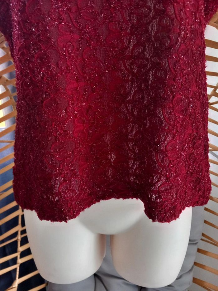 Haut bordeaux rouge manches courtes taille 40 - photo numéro 2
