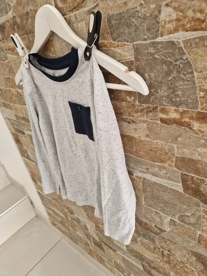1 tee short manche longue gris bleu taille 8 ans - photo numéro 3