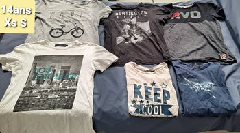 lot de 6 tshirts manches courtes taille 14ans XS S surf montagne oxbow solex city