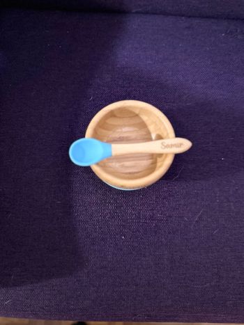 Bol et cuillère Bambou avec prénom SAMIR