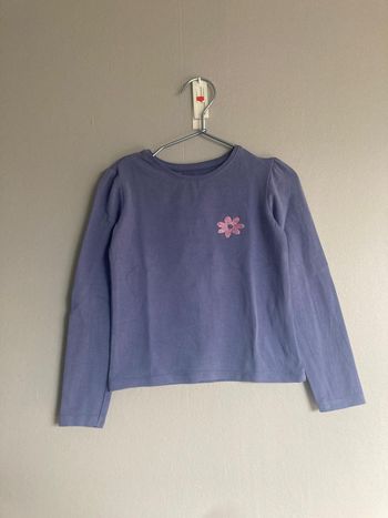 T-shirt manches longues fille In Extenso 6 ans bleu fleur pailletée