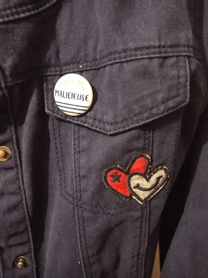 Veste en Jeans couleur bleu marine pour petite fille - photo numéro 5