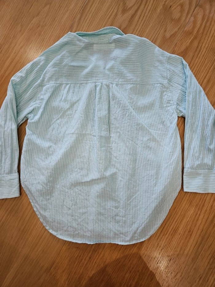 Chemise manches longues rayures vert et blanc - photo numéro 3