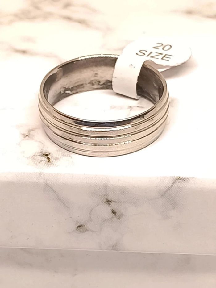 Bague anneau acier type alliance argenté - photo numéro 2