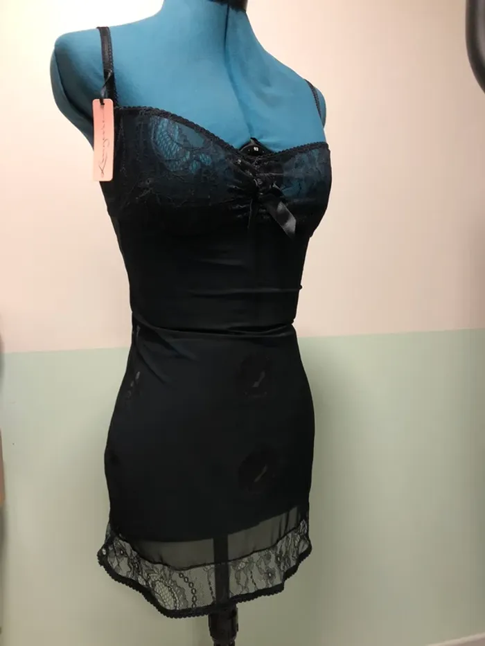 Nuisette noir déshabillé robe transparente femme 85d - photo numéro 10