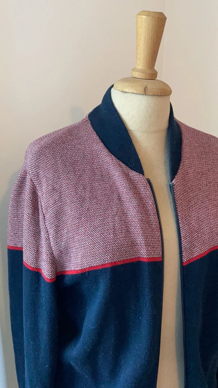 Gilet zippe bleu et bordeaux Jules - taille S - photo numéro 2