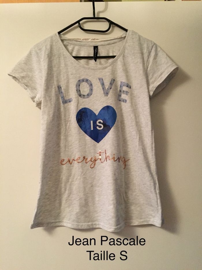 T-shirt gris « love is everything » Jean Pascale Taille S