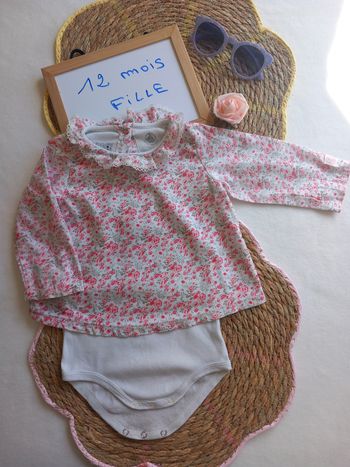 Blouse avec body attaché 12 mois