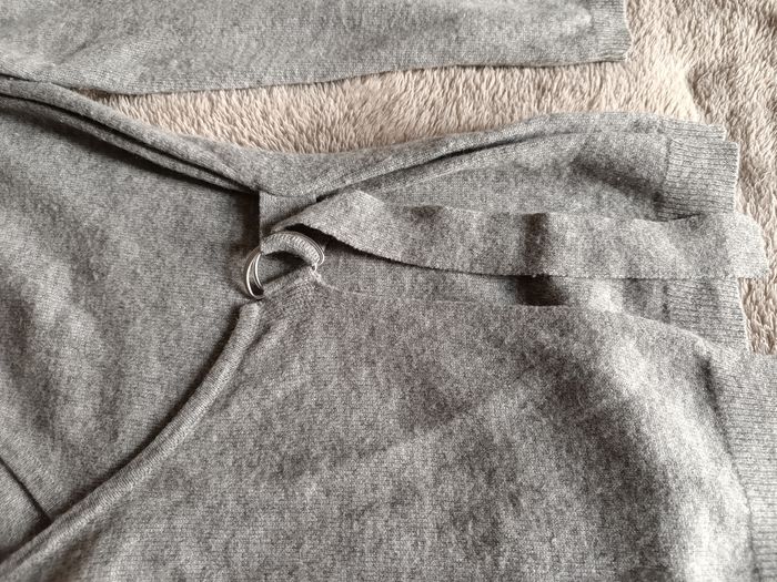 Pull gris Faux cache coeur cachemire - photo numéro 3