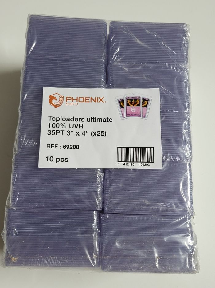 Lot de 10 paquets de 25 Toploader phoenix shield pour cartes tcg Neuf