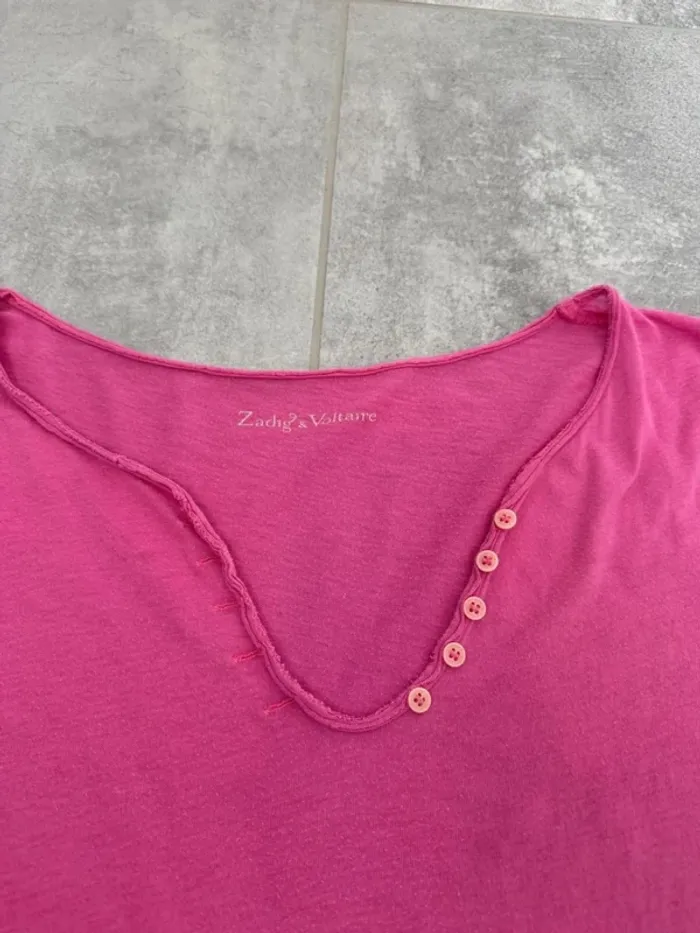 T-shirt Zadig & Voltaire femme fushia taille M parfait état - photo numéro 6