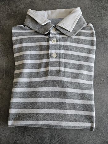 Polo à manches courtes garçon - rayé gris et blanc - 14 ans - CFK (Country For Kids)