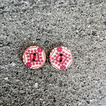 Lot de 2 boutons en bois vintage