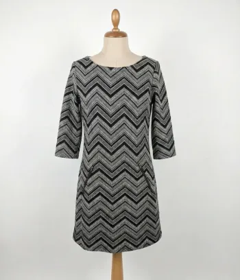 Robe tunique graphique zig-zag noir & blanc - Vegas Collection Taille S