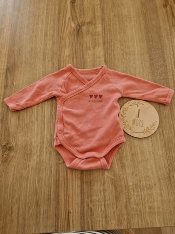 Body croisé manches longues 1 mois - Vertbaudet - Rose saumon