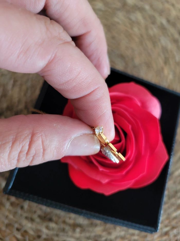 Collier love, cœur en zirconiums acier - photo numéro 3