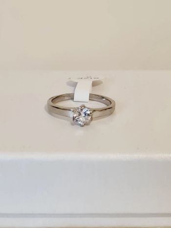 Bague solitaire zircon argenté