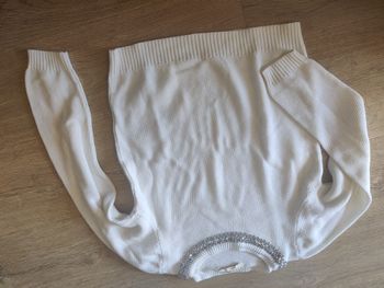 Pull blanc fantaisie et perle Cache Cache Taille S