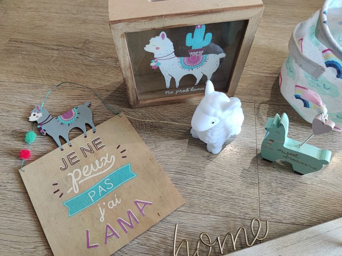 Lot déco 8 pièces licorne lama arc en ciel paillette - photo numéro 2