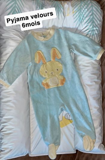 Pyjama velours lapin bleu et jaune 6mois gemo