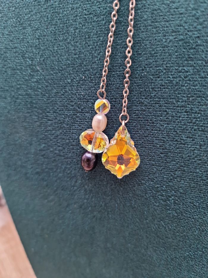 Collier Acier Perles D'eau Douce Cristal - photo numéro 6