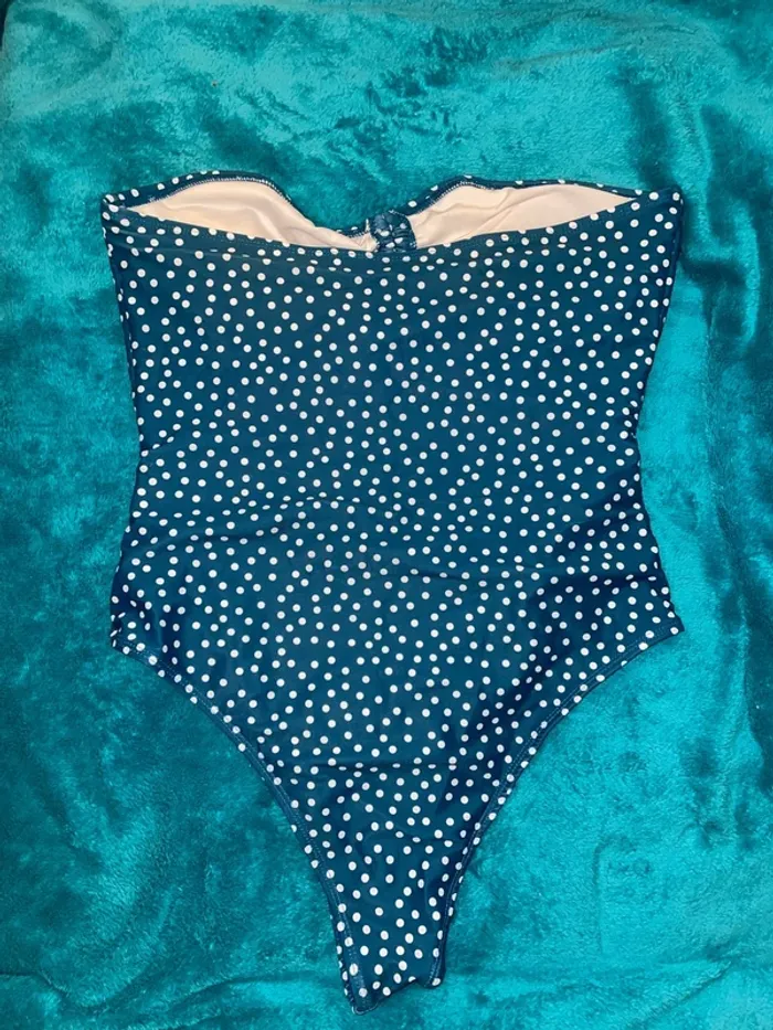 Maillot de bain bleu à pois SHEIN M - photo numéro 4
