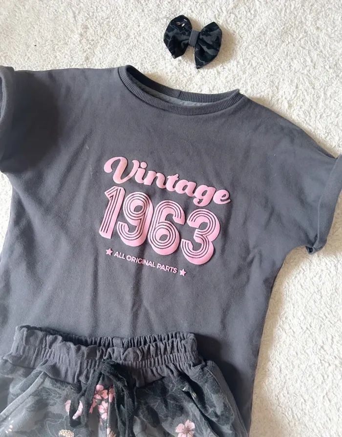 Ensemble t-shirt short créatrice vintage rétro 7/8 ans - photo numéro 4