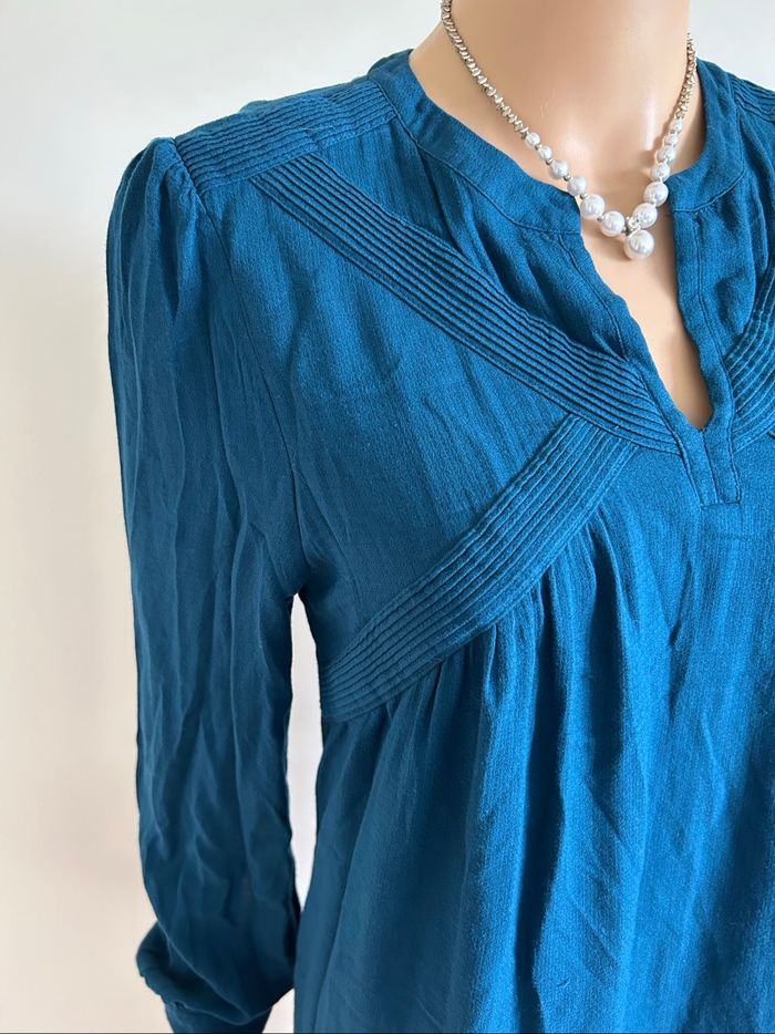 Robe bleue canard à manches longues Caroll taille M TBE - photo numéro 4