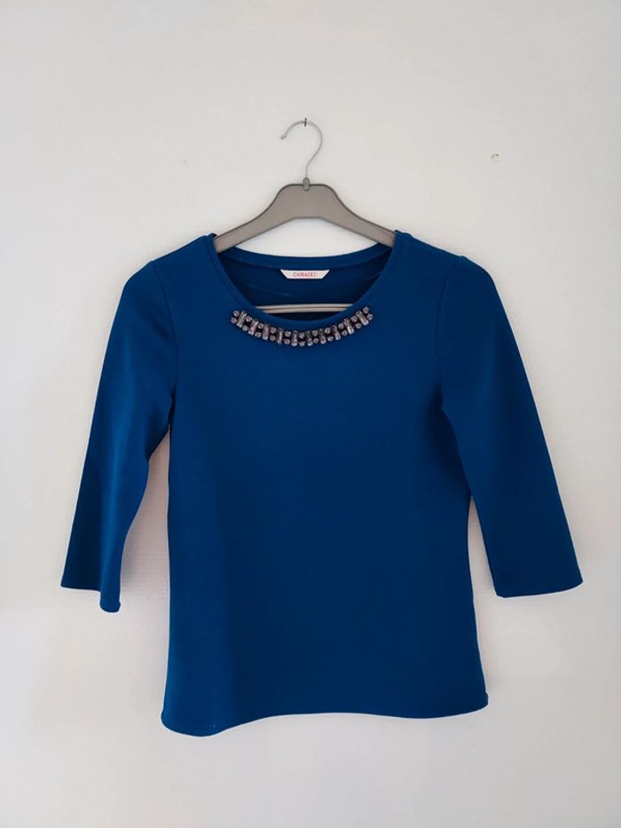 Haut pull bleu électrique camaïeu - photo numéro 2