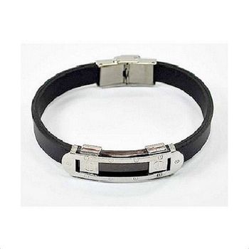 Bracelet Homme Silicone Et Métal Argenté