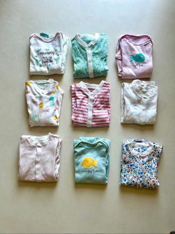 Pyjamas grenouillères bébé 3 ans en 100% coton – lot de 9 pièces antidérapants - Mark et Spencer
