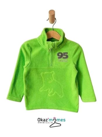 Sweat polaire vert fluo à ouverture zippée - Premaman 23 mois (86cm)