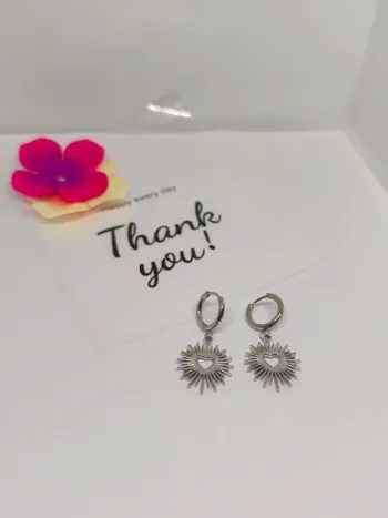 Boucles d'oreilles argentées cœur et soleil