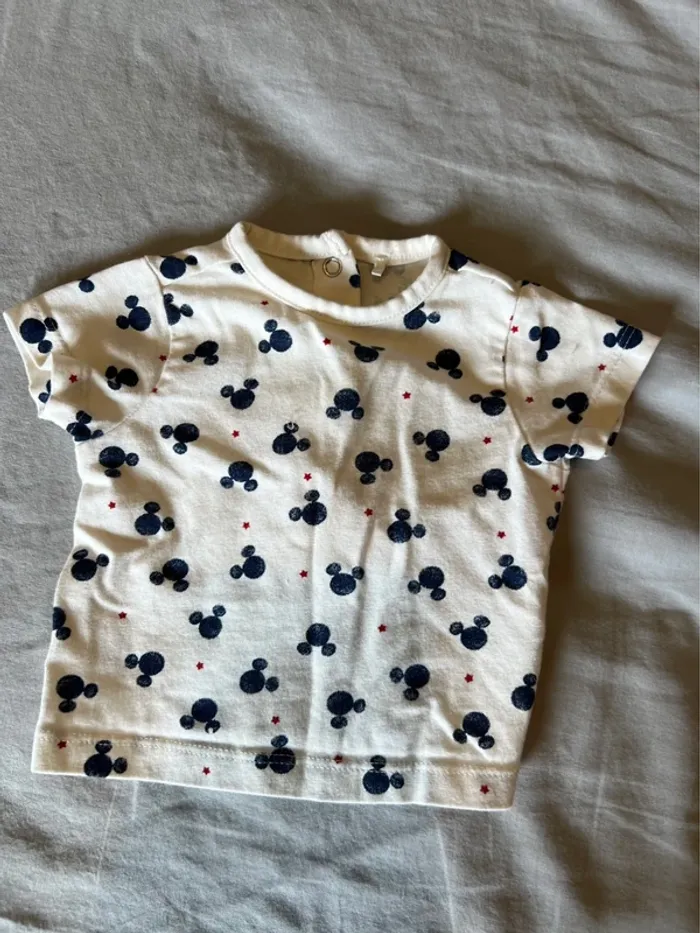 🐭 Ensemble bébé Disney Naissance – Salopette velours + t-shirt Mickey - photo numéro 3